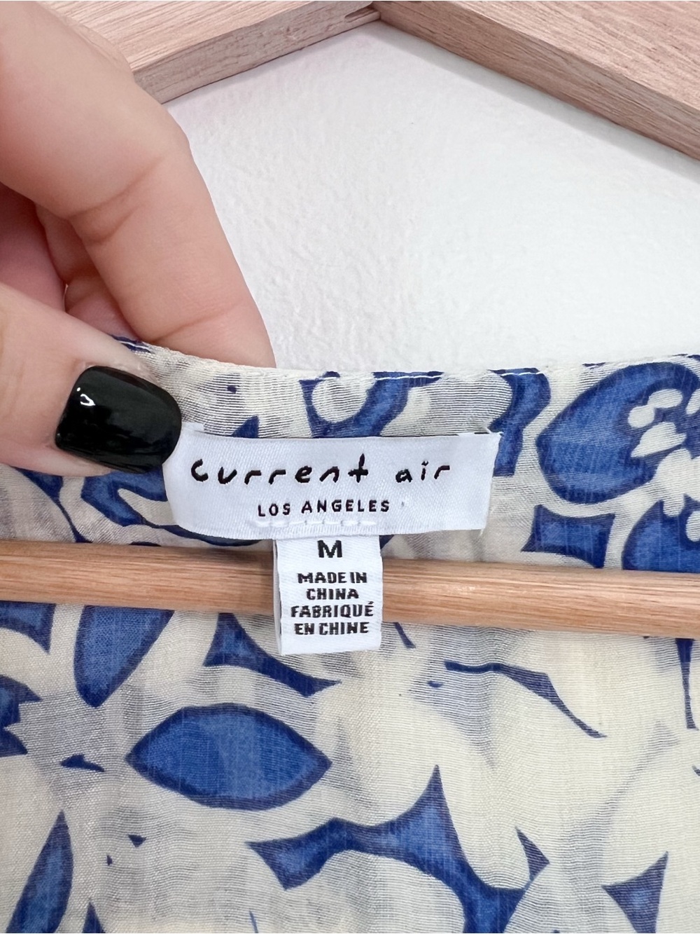 Current Air Blue White Floral Balloon Hem Midi Dress Smocked Waist Pockets Sz M - Picture 4 of 12